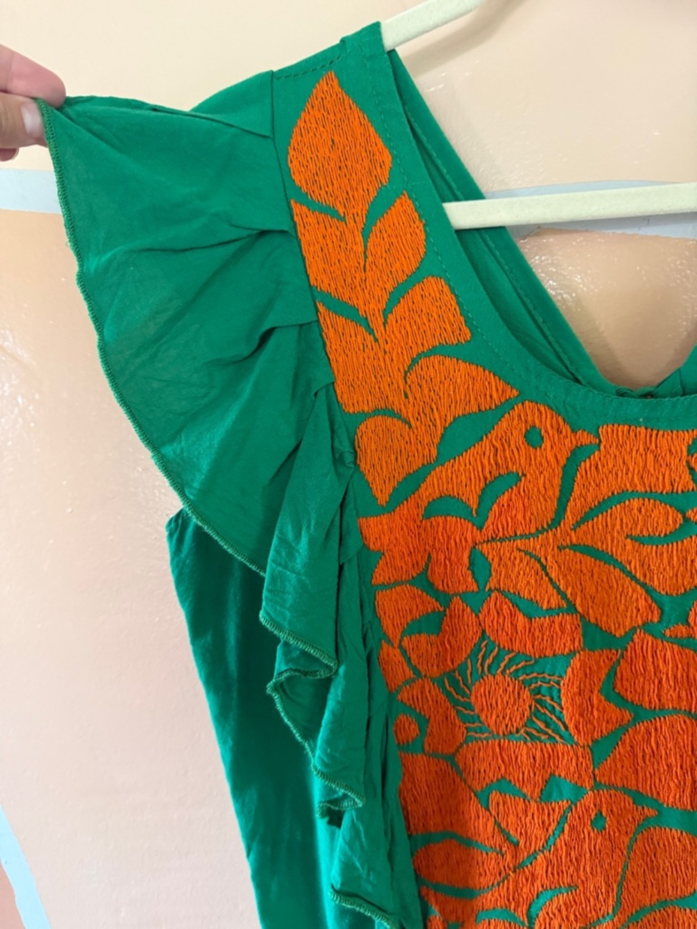 Oaxacan Embroidered Flutter Sleeve Top - Picture 4 of 7